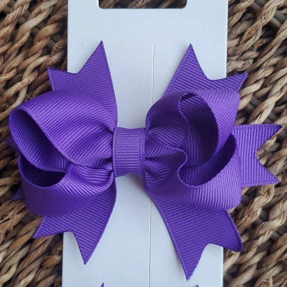 Shimmy Shimmy Purple Boutique Hair Bows Set of 2 NWT Made in USA